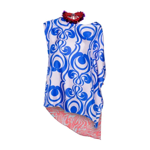 Dries Van Noten , Silk Blend Print Top ,Blue female, Sizes: