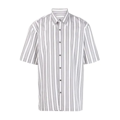 Dries Van Noten , Striped Short Sleeve Shirt for Men ,Gray male, Sizes: