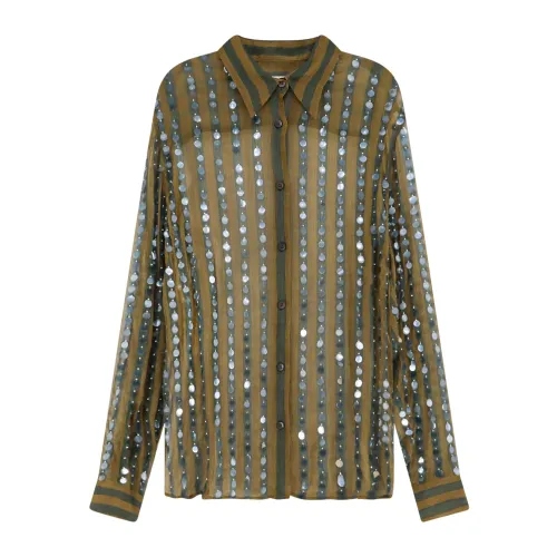 Dries Van Noten , Women's Clothing Shirts Green Ss24 ,Multicolor female, Sizes: