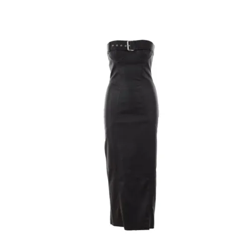 Drome , Black Strapless Leather Dress ,Black female, Sizes: