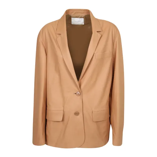 Drome , Collared leather jacket ,Beige female, Sizes: