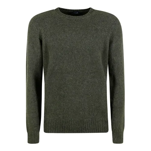 Drumohr , Green Brushed Wool Roundneck Sweater ,Green male, Sizes: