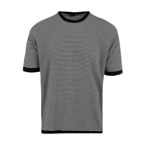 Drumohr , Striped T-shirt for Men ,Black male, Sizes: