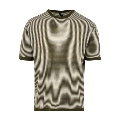 Drumohr , Striped T-shirt for Men ,Green male, Sizes: