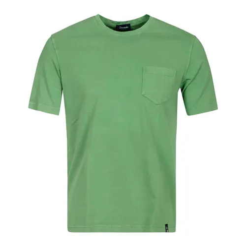 Drumohr , T-Shirt Pocket ,Green male, Sizes: