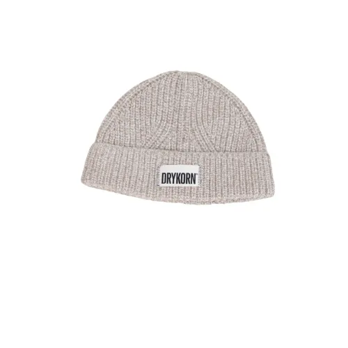 Drykorn , Stylish Knitted Beanie with Logo Patch ,Gray female, Sizes: ONE