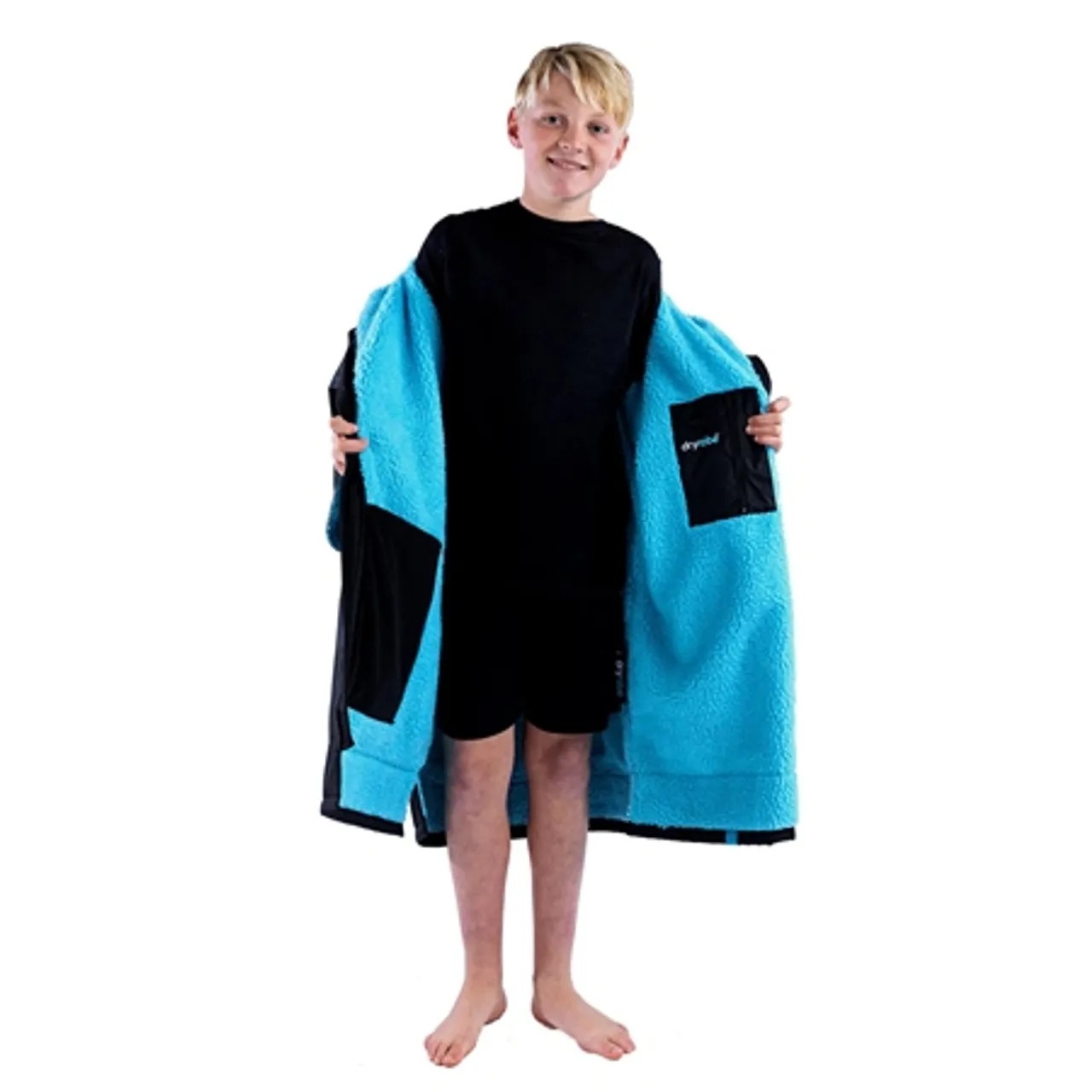 Dryrobe Kids Advance Short Sleeved - Black & Blue