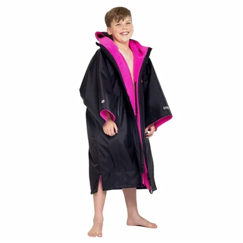 Dryrobe Kids Advance Short Sleeved - Black & Pink