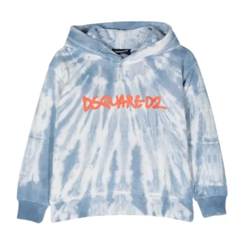 Dsquared2 , Abstract Print Hooded Sweatshirt for Kids ,Blue male, Sizes: