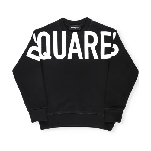 Dsquared2 , Black Cotton Sweatshirt with Contrasting Print ,Black male, Sizes: