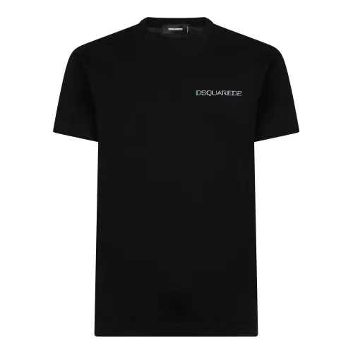 Dsquared2 , Black Cotton T-shirt with Logo Print ,Black male, Sizes: