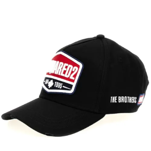 Dsquared2 , Black Embroidered Logo Baseball Cap ,Black male, Sizes: ONE
