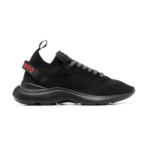 Dsquared2 , Black Fly Logo Tape Sneakers ,Black male, Sizes: