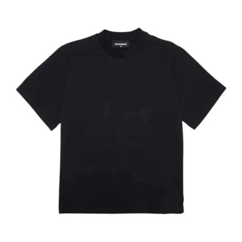 Dsquared2 , Black Kids T-shirt with Raised Logo ,Black male, Sizes: