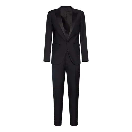 Dsquared2 , Black Two-Piece Suit with Notched Lapels ,Black male, Sizes:
