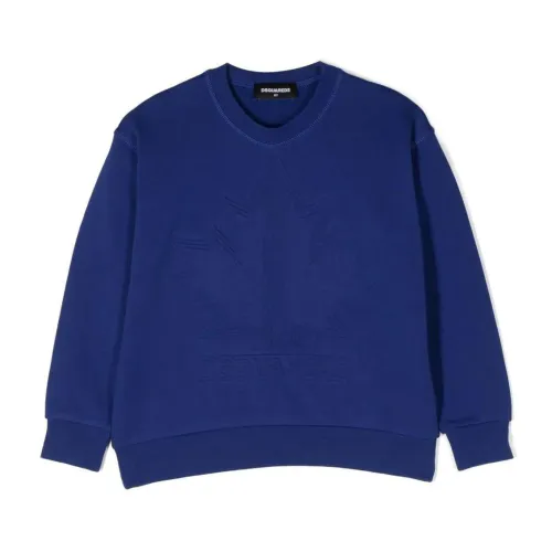 Dsquared2 , Blue Crewneck Logo Sweater ,Blue male, Sizes: