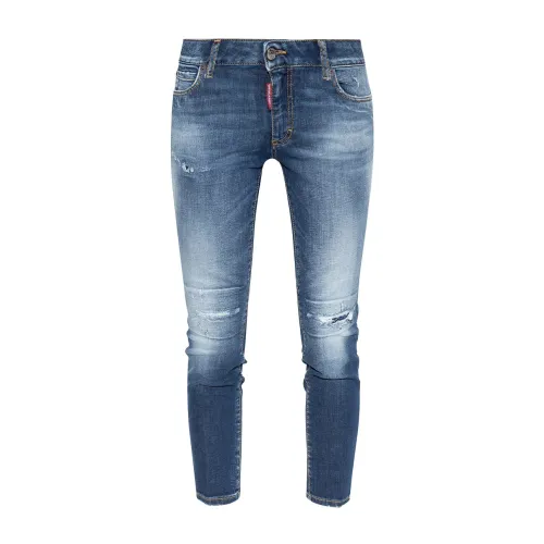 Dsquared2 , Blue Cropped Twiggy Distressed Jeans ,Blue female, Sizes: