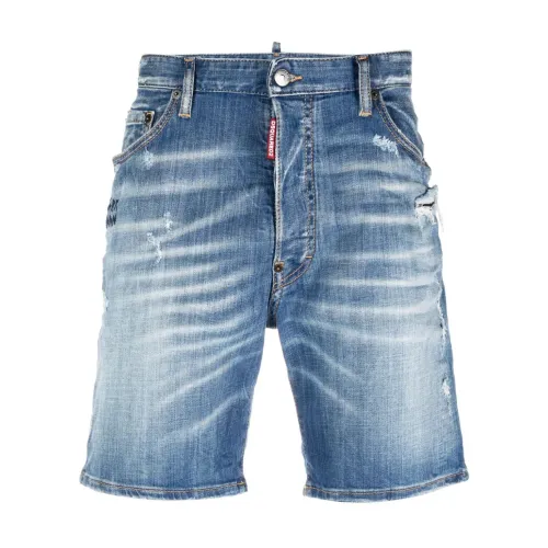 Dsquared2 , Blue Denim Bermuda Shorts Straight Cut ,Blue male, Sizes: