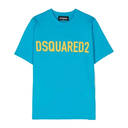 Dsquared2 , Blue Logo Print Kids T-Shirt ,Blue male, Sizes: