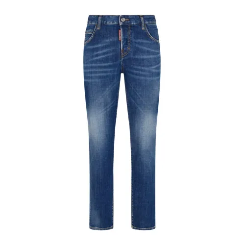 Dsquared2 , Blue Stretch-Cotton Denim Jeans with Whiskering Effect ,Blue female, Sizes: