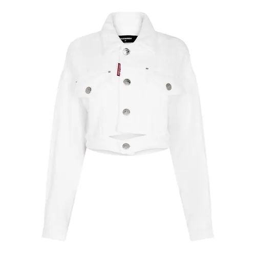 DSQUARED2 Boucle Cotton Cropped Jacket - White