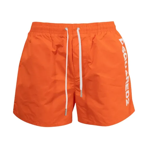 Dsquared2 , Boxer Swimsuit with Dsquared2 Logo ,Orange male, Sizes:
