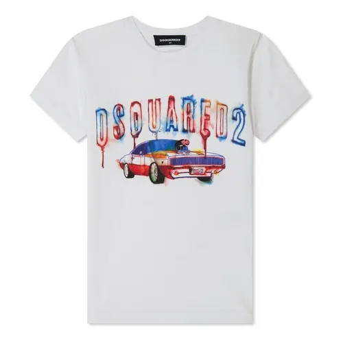 DSQUARED2 Boy'S Car Logo t Shirt - White