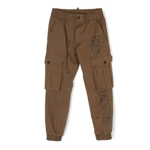 Dsquared2 , Brown Cargo Stretch Trousers ,Brown male, Sizes: