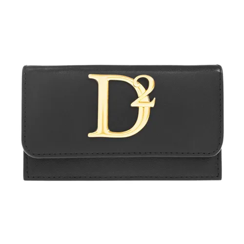 Dsquared2 , Cardholder, Black Leather with Snap Closure ,Black female, Sizes: ONE SIZE
