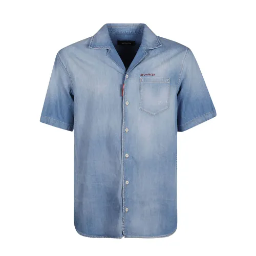 Dsquared2 , Classic White Shirt ,Blue male, Sizes: