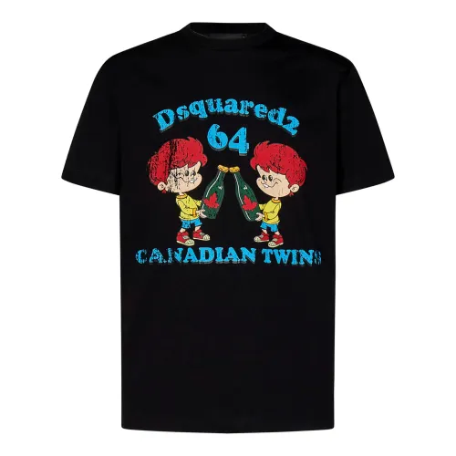 Dsquared2 , Cool Fit Black Cotton Jersey T-Shirt ,Black male, Sizes: