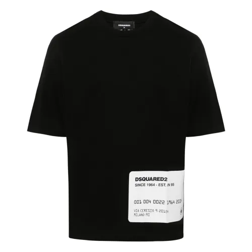 Dsquared2 , Cotton Jersey Basic T-Shirt ,Black male, Sizes:
