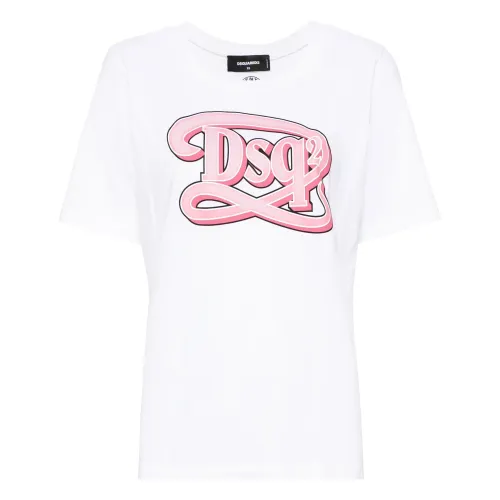 Dsquared2 , Cotton Jersey T-Shirt ,White female, Sizes: