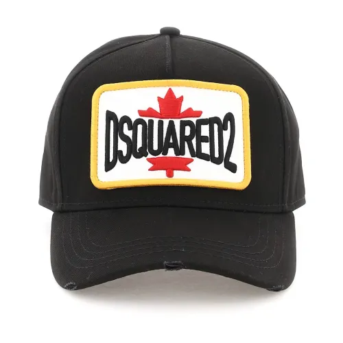 Dsquared2 , Cotton Twill Baseball Cap with Logo Patch ,Black male, Sizes: ONE