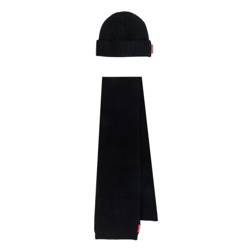 Dsquared2 , Cozy Wool Scarf and Hat Set - Black Aw23 ,Black male, Sizes: ONE