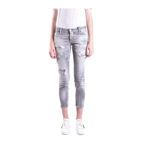 Dsquared2 , Cropped Cotton Jeans ,Gray female, Sizes: