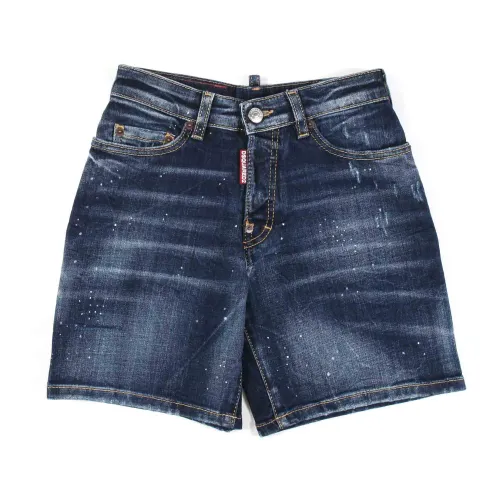 Dsquared2 , Dark Blue Denim Shorts for Boys and Teenagers ,Blue male, Sizes:
