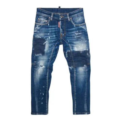 Dsquared2 , Dark Blue Distressed Kids Jeans ,Blue male, Sizes: