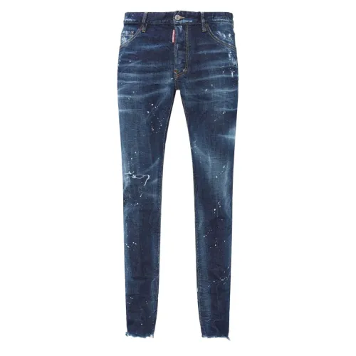 Dsquared2 , Dark Blue Low-Rise Skinny Jeans ,Blue male, Sizes:
