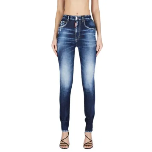 Dsquared2 , Dark Clean Wash High Waist Twiggy Jeans ,Blue female, Sizes: