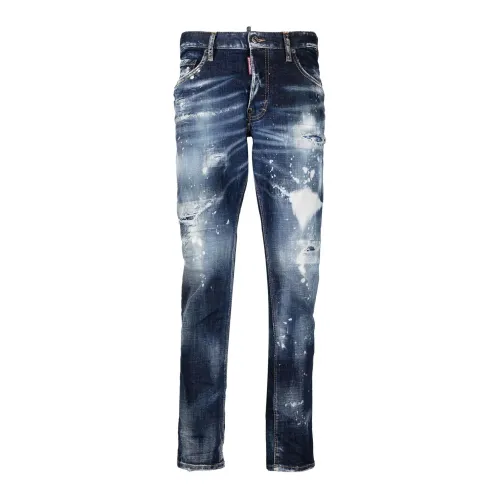 Dsquared2 , Dark Distressed Regular Fit Jeans ,Blue male, Sizes: