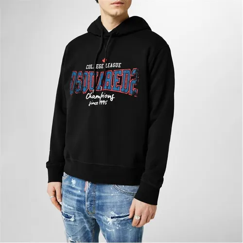 DSQUARED2 Distressed College League Hoodie - Black