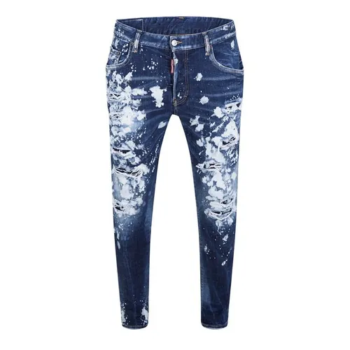 DSQUARED2 Distressed Dark Wash Roadie Jeans - Blue
