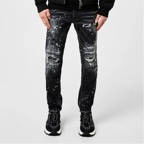 DSQUARED2 Distressed Paint Splatter Jeans - Black