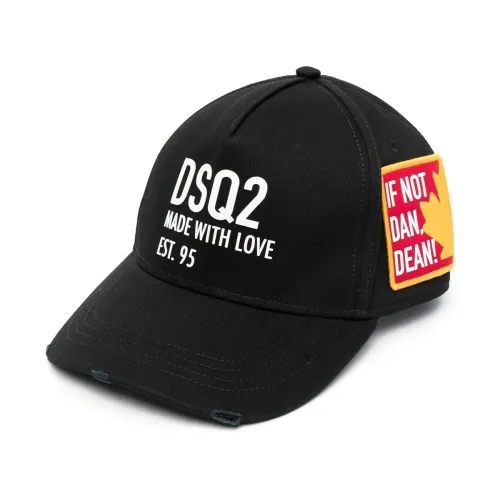 Dsquared2 , Dsquared2 'Made with Love' Embroidered Baseball Cap Black ,Black unisex, Sizes: ONE