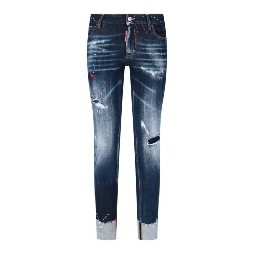 Dsquared2 , Fashion-Forward Blue and Green Skinny Jeans ,Blue female, Sizes: