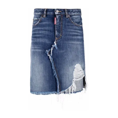 Dsquared2 , Fold Jean Denim Skirt - Trendy and Bold ,Blue female, Sizes: