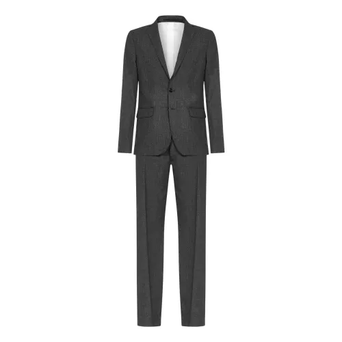 Dsquared2 , Formal Grey Suit Set with Orange Stripes ,Gray male, Sizes: