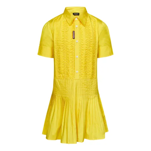 Dsquared2 , Girl's Clothing Dress Yellow Ss23 ,Yellow female, Sizes: