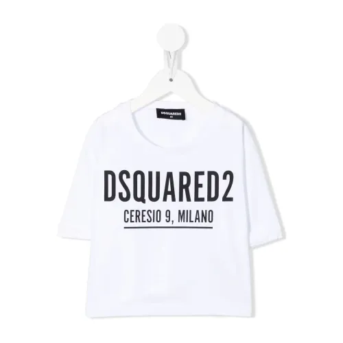 Dsquared2 , Girls` Crewneck T-Shirt - Trendy White Tee ,White female, Sizes: